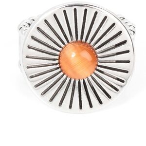 Silver and Orange Sunburst Ring